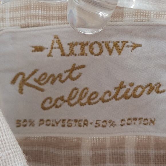 Arrow Kent Beige Plaid Shirt—Perfect with Loafers + Fall Denim‎ (Sz 32) - Picture 4 of 11